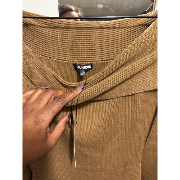 NWT Fashion Nova Tamara Camel Ribbed Knit Sweater Maxi Bodycon Dress Size XL - Picture 11 of 16